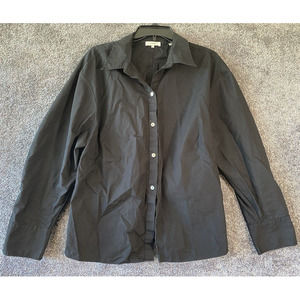 Vince Womens Shirt Size XL Collared Long Sleeve Button Down Top Black Cinched